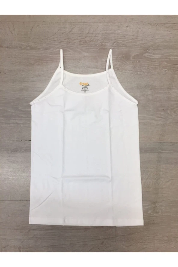 Kız Çocuk Ribana Beyaz İp Askılı Atlet ürün görseli