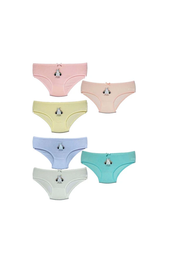 6'lı Baskılı Pamuklu Kız Çocuk Külot - Resim 3