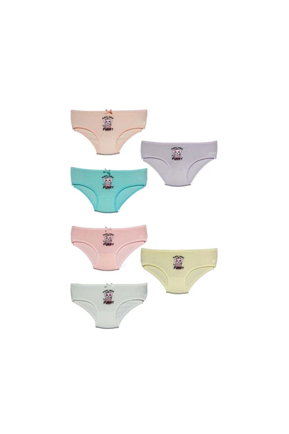 6'lı Baskılı Pamuklu Kız Çocuk Külot - Resim 3