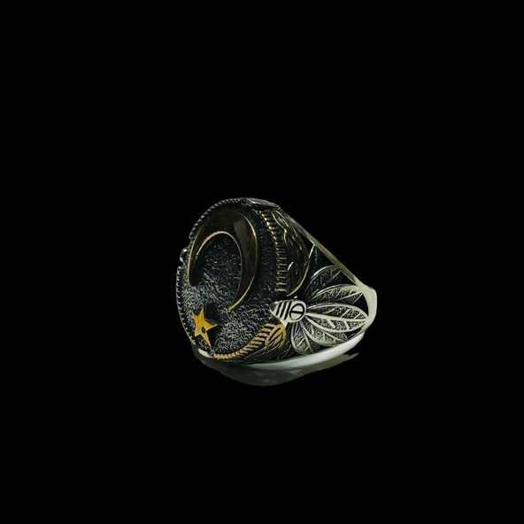 Ay Yıldız Tasarımlı 925 Ayar Gümüş Yüzük - 2