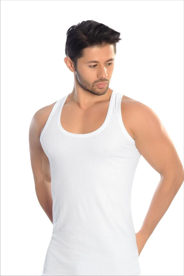 Erkek Beyaz Modal Çizgili Atlet ürün görseli