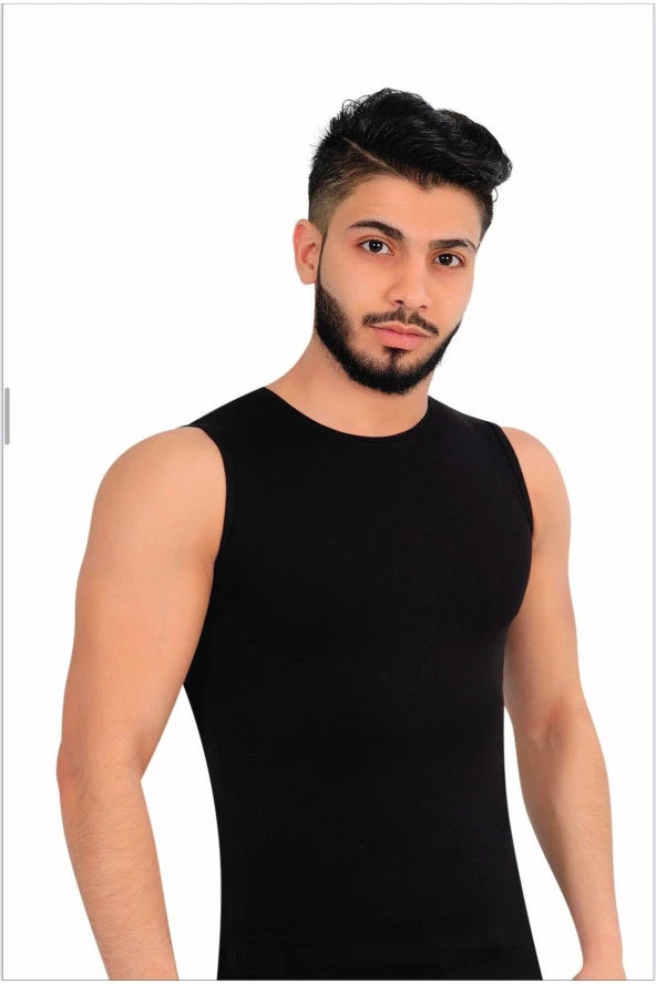 Erkek Likralı Bisiklet Yaka Sıfır Kol Atlet 6'lı Paket