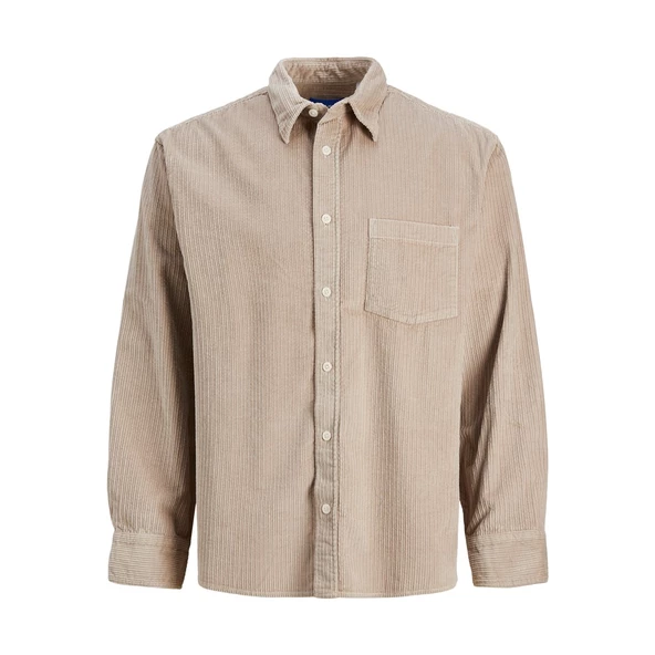 Jack&Jones Erkek Oversize Kadife Gömlek - Uzun Kol - Minimalist - 6