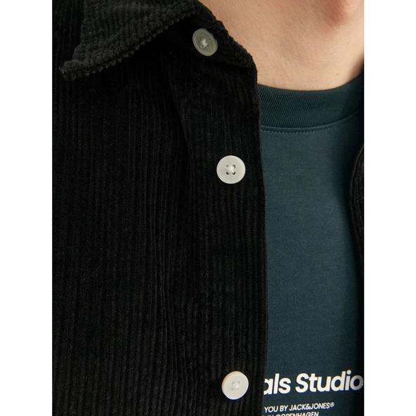 Jack&Jones Erkek Oversize Kadife Gömlek - Uzun Kol - Minimalist - 12