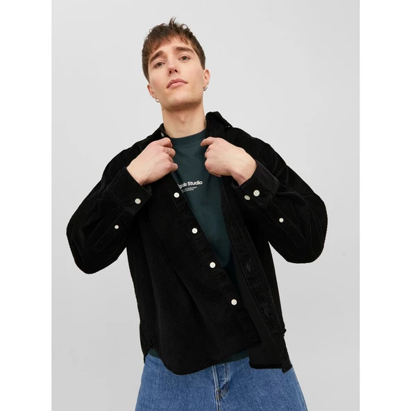 Jack&Jones Erkek Oversize Kadife Gömlek - Uzun Kol - Minimalist - 11