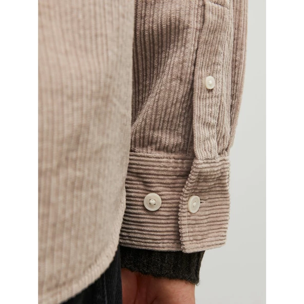 Jack&Jones Erkek Oversize Kadife Gömlek - Uzun Kol - Minimalist - 8