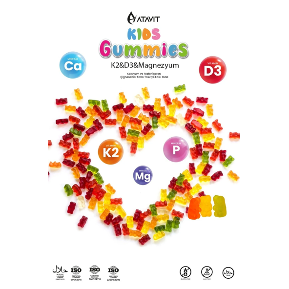 Atavit Kids D3 K2 Magnezyum 60 Gummies - Resim 4