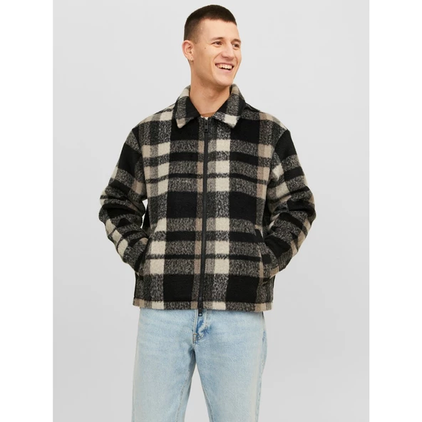 Jack&Jones Oversize Kareli Fermuarlı Erkek Ceket - Vintage Streetwear - 2