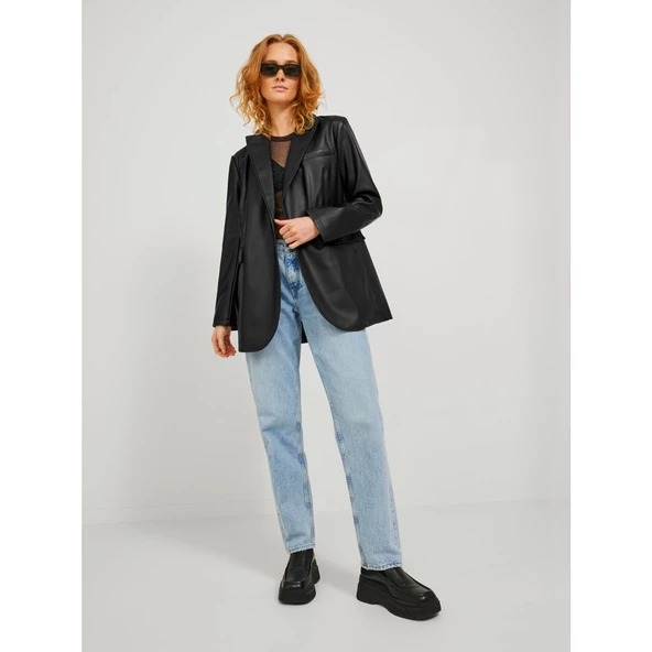 Jack&Jones JJXX Oversize Uzun Kol Deri Kadın Ceket - Minimalist Tarz - 3