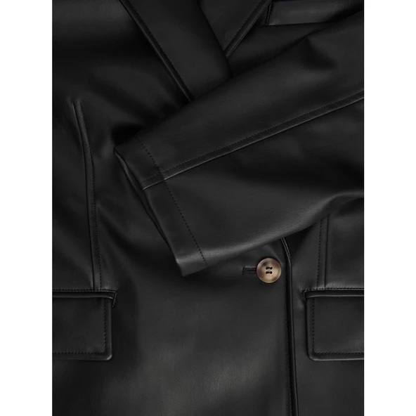 Jack&Jones JJXX Oversize Uzun Kol Deri Kadın Ceket - Minimalist Tarz - 6