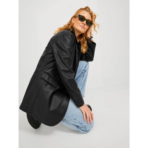 Jack&Jones JJXX Oversize Uzun Kol Deri Kadın Ceket - Minimalist Tarz - 4