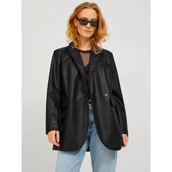 Jack&Jones JJXX Oversize Uzun Kol Deri Kadın Ceket - Minimalist Tarz - 2