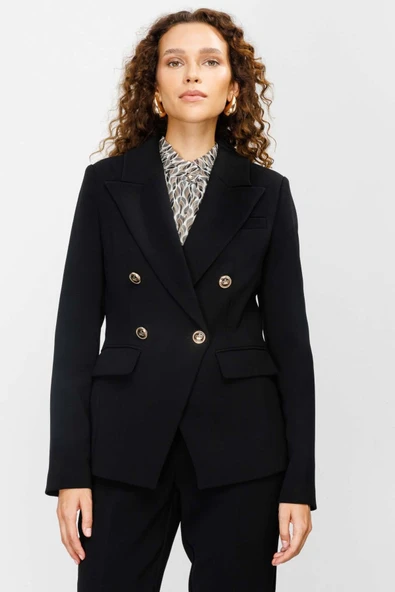 Ekol Minimalist Çift Sıralı Kadın Ceket - Şık ve Modern Tasarım - 6