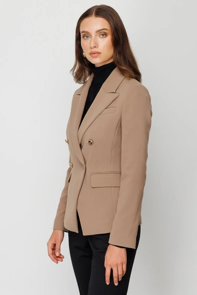 Ekol Minimalist Çift Sıralı Kadın Ceket - Şık ve Modern Tasarım - 3