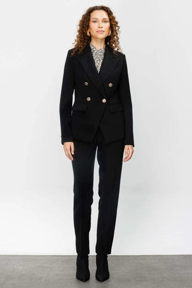 Ekol Minimalist Çift Sıralı Kadın Ceket - Şık ve Modern Tasarım - 7