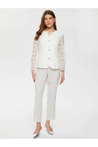 Faik Sönmez Dantel Detaylı Midi Kadın Ceket - Minimalist Tarz ürün görseli 1