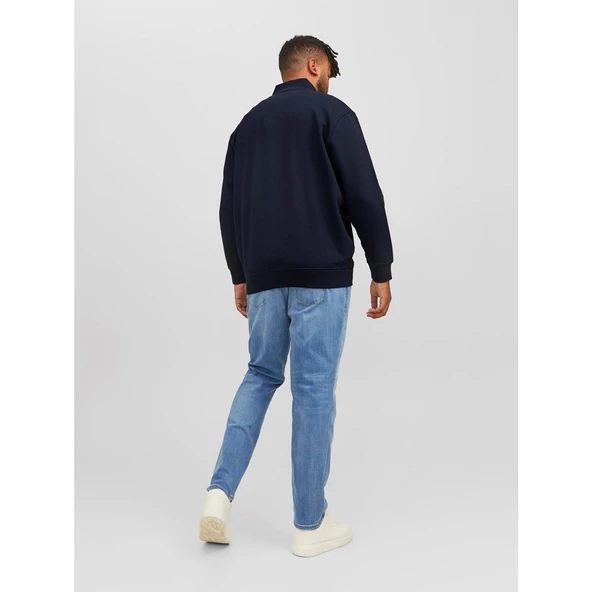Jack&Jones Erkek Oversize Fermuarlı Yaka Sweatshirt - Günlük Kullanım - 6