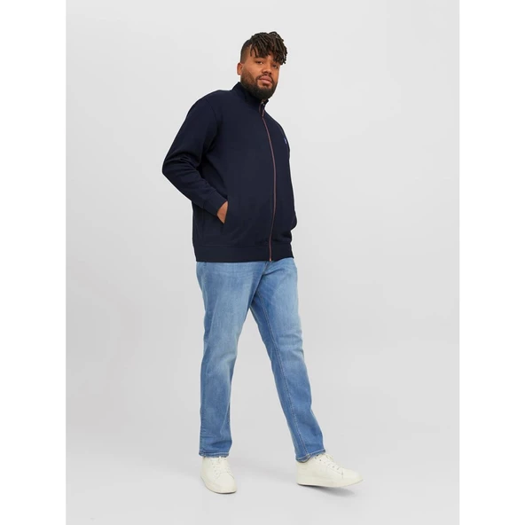 Jack&Jones Erkek Oversize Fermuarlı Yaka Sweatshirt - Günlük Kullanım - 4