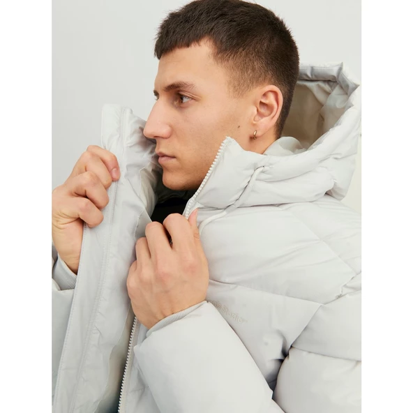 Jack&Jones Erkek Oversize Kapüşonlu Şişme Mont - Günlük Stil - 8