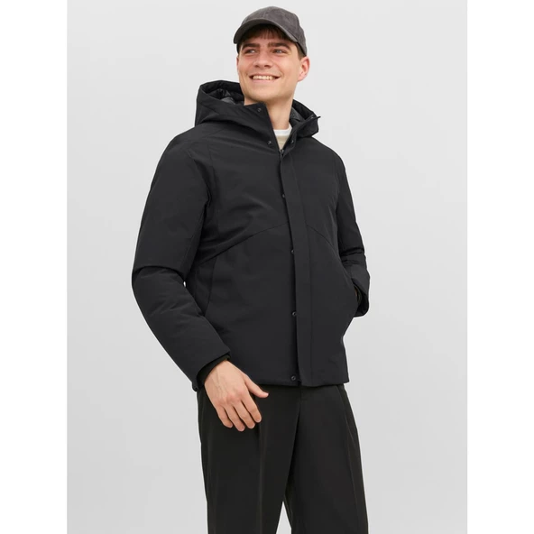 Jack&Jones Minimalist Kapüşonlu Erkek Mont - Regular Fit - Günlük Kullanım - 3