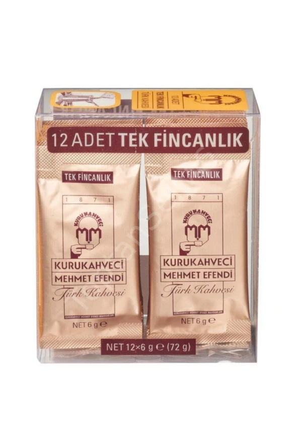 12 Adet Tek Fincanlı Türk Kahvesi 6 gr