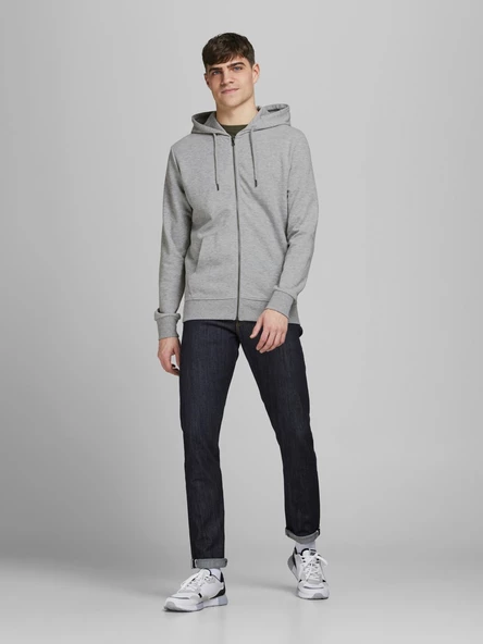 Jack&Jones Oversize Fermuarlı Kapüşonlu Erkek Sweatshirt - Günlük ve Spor - 8