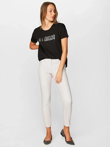 Faik Sönmez Minimalist Crop Kadın Pantolon - Günlük & İş - 2