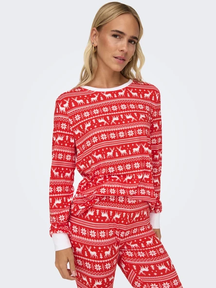 Only Uzun Kol Gece Pijama Takımı - Rahat ve Sıcak Kışlık Desen - 5