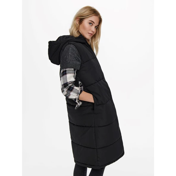 Only Kapüşonlu Midi Oversize Yelek - Günlük Şıklık - 7