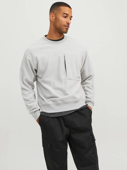 Jack&Jones Erkek Oversize Sweatshirt - Minimalist Stil - Günlük Kullanım - 5