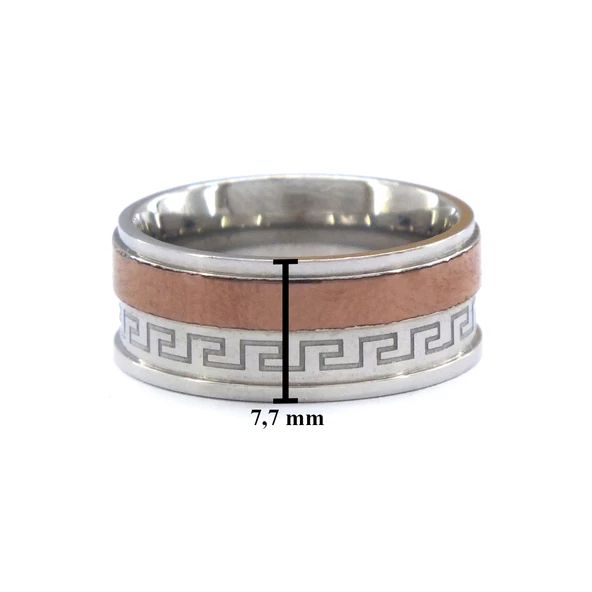 Çelik Yüzük Alyans Rose Detaylı YZK-396 - 3