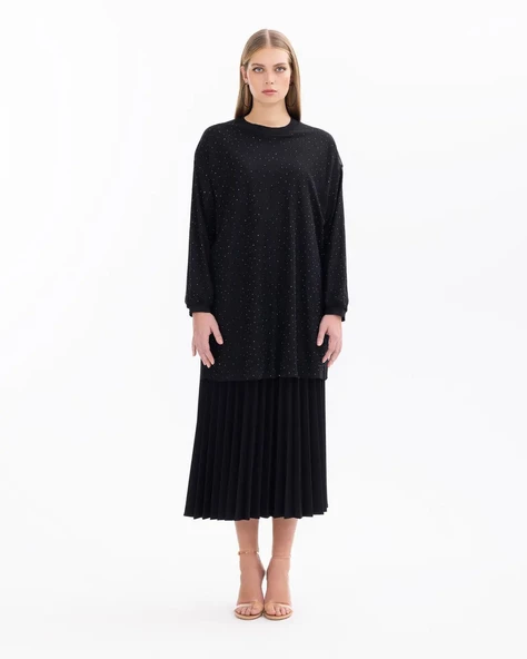 SCL Kadın Oversize Uzun Kol Midi Tunik - Minimalist Tasarım - 4