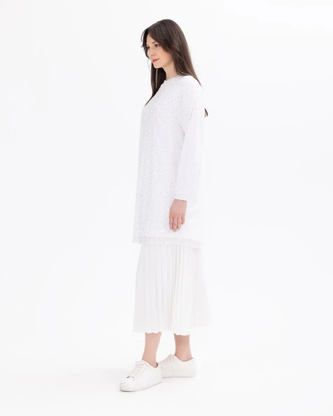 SCL Kadın Oversize Uzun Kol Midi Tunik - Minimalist Tasarım - 11