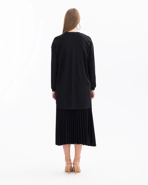 SCL Kadın Oversize Uzun Kol Midi Tunik - Minimalist Tasarım - 9
