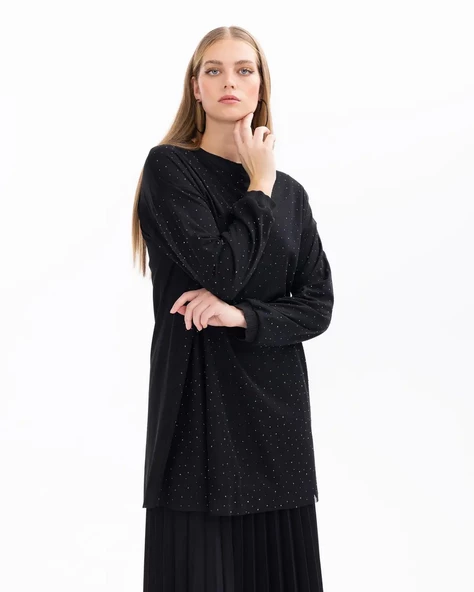 SCL Kadın Oversize Uzun Kol Midi Tunik - Minimalist Tasarım - 5