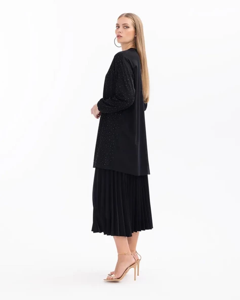 SCL Kadın Oversize Uzun Kol Midi Tunik - Minimalist Tasarım - 8