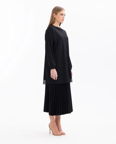 SCL Kadın Oversize Uzun Kol Midi Tunik - Minimalist Tasarım - 7