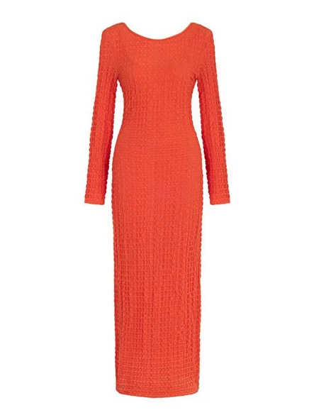 Nocturne Oversize Maxi Elbise - Uzun Kol - Minimalist Stil - Resim 5