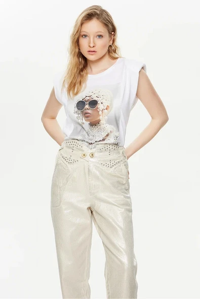 BSB Minimalist Oversize Kadın Bluz - Resimli - Rahat Kesim - 6