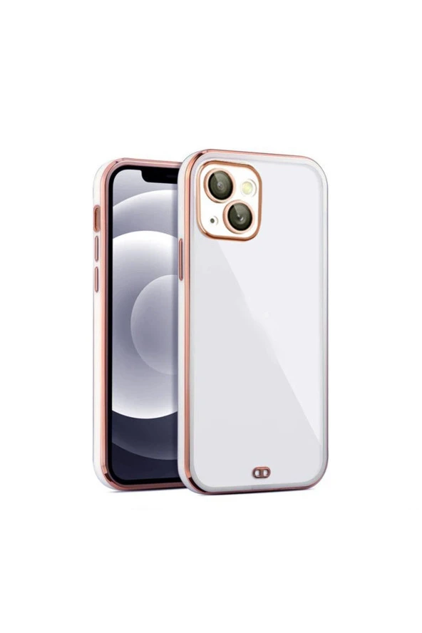 iPhone 14 Uyumlu  Arka kapak Kılıf Acık Mavi kenarlı rose ürün görseli 1