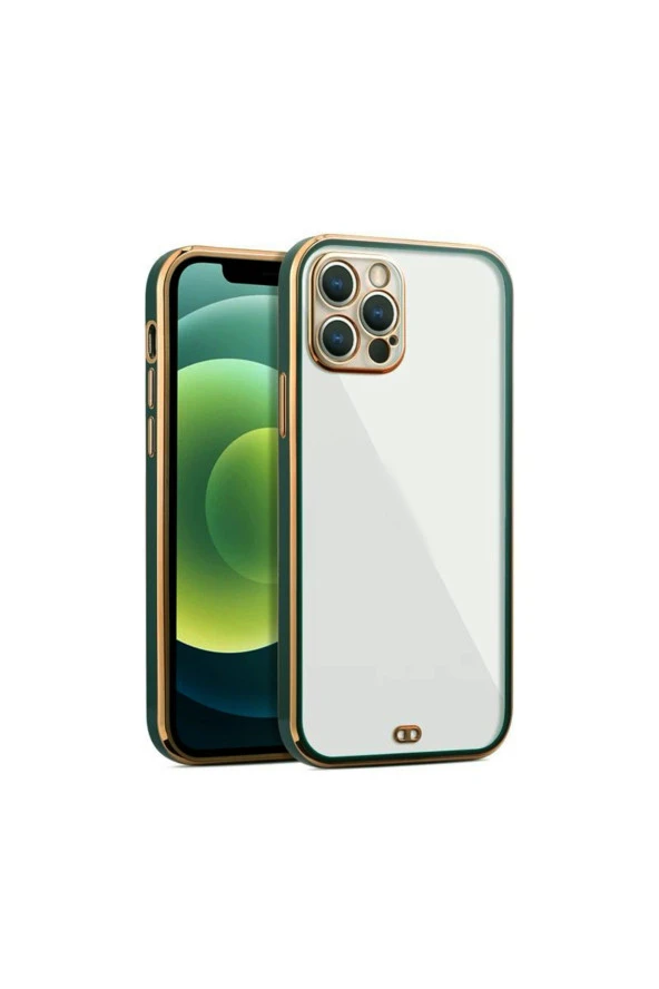 iPhone 12 Pro Max Arka kapak Kılıf Yeşil kenarlı rose ürün görseli 1