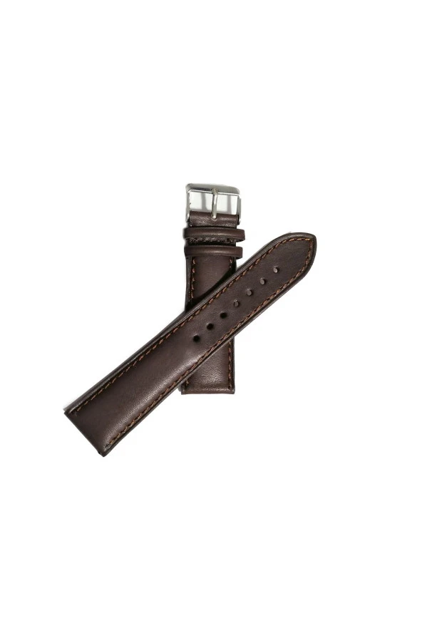 Hakiki Bombeli Kahverengi Dana Deri Saat Kordonu 22 Mm Kahverengi 39 ürün görseli 1