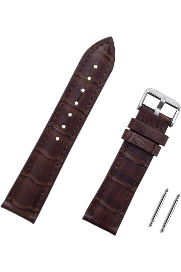 Koyu Kahverengi Kroko <7 >hakiki Dana Derisi Saat Kordonu Kayış 22 Mm ürün görseli 1