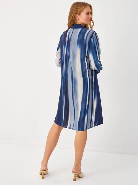 Faik Sönmez Midi Boy Gömlek Yaka Şifon Elbise - Günlük ve Şık - 8