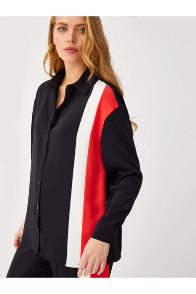 Faik Sönmez Oversize Gömlek Yaka Uzun Kol Midi Kadın Tunik - Günlük Şık - 2