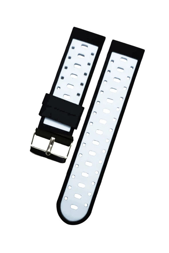 22 mm akilli-saat-icin-22mm--desenli-siyah beyaz -silikon-saat-kordonu- 11111 ürün görseli 1