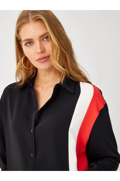 Faik Sönmez Oversize Gömlek Yaka Uzun Kol Midi Kadın Tunik - Günlük Şık - 4