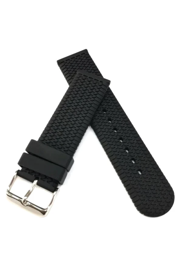 22 mm silikon Baskılı Desenli Saat Kordonu Kayışı siyah ürün görseli 1