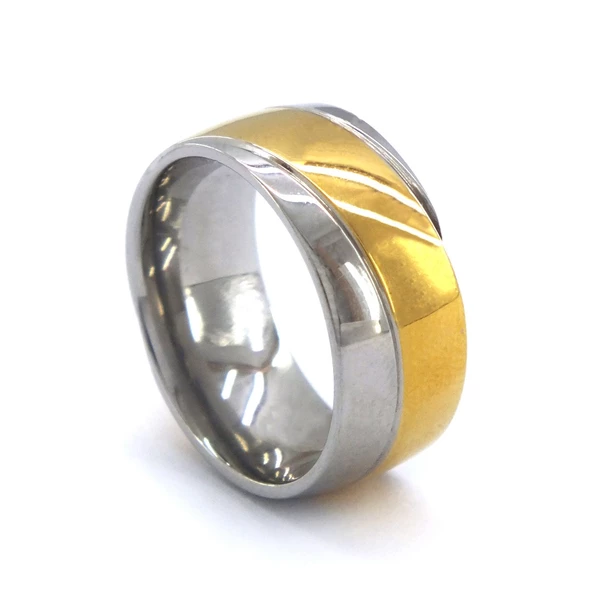 Çelik Alyans Yüzük Altın Kaplama Cift Renk Düz Model YZK-392 ürün görseli