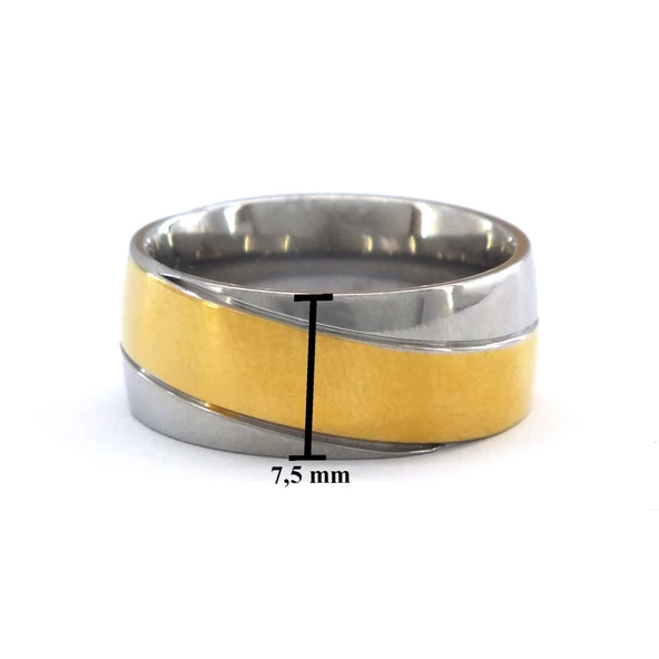 Çelik Alyans Yüzük Altın Kaplama Cift Renk Düz Model YZK-392 - Resim 3